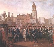 Franciszek Smuglewicz Kosciuszko taking the oath at the Cracow Market Square. oil painting on canvas